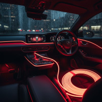 Гибкий неон 5 метров красного цвета для подсветки салона авто приборки USB