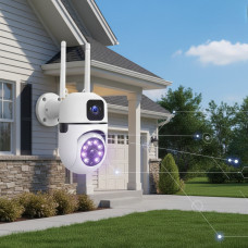 Поворотная уличная Wi-Fi камера Dual Lens с 4K и ночным видением Белый