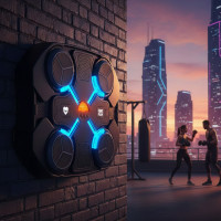 Боксерский тренажер с музыкой, Bluetooth и RGB подсветкой, компактный и стильный черный корпус