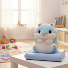 Хомяк-подушка с пледом, детская игрушка, подушка в авто, плед-хомяк 3 в 1