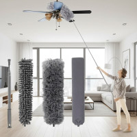 Телескопічна щітка з 3 насадками та висувною штангою завдовжки до 2.8 метра для чищення пилу